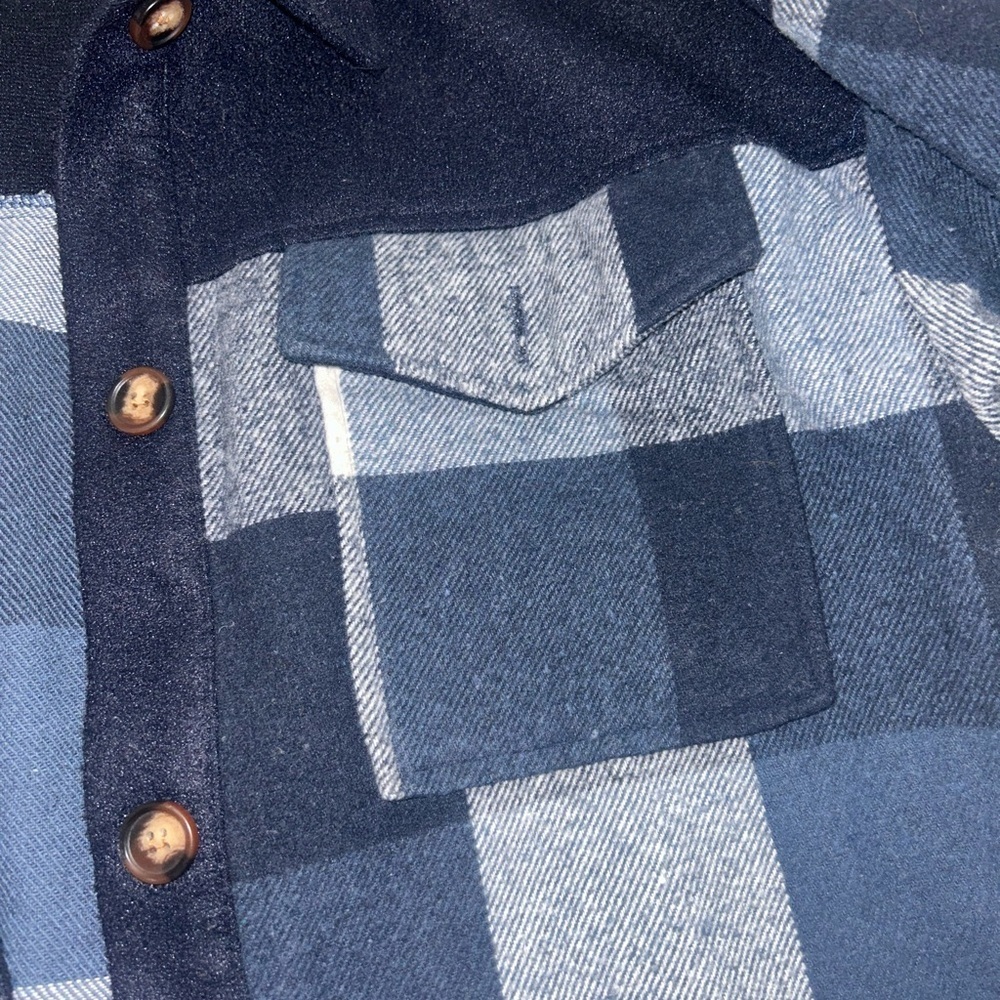 Buffalo Check Wool-Blend Peacoat in Navy and White - Picture 5 of 6